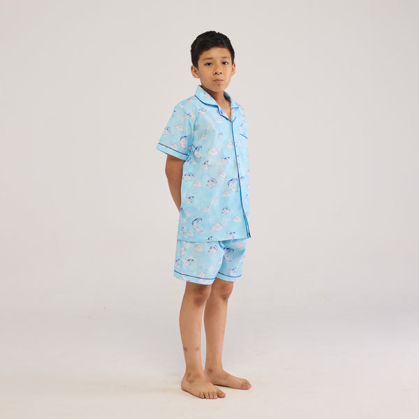Celestial Blue Organic Shorts Set For Kids