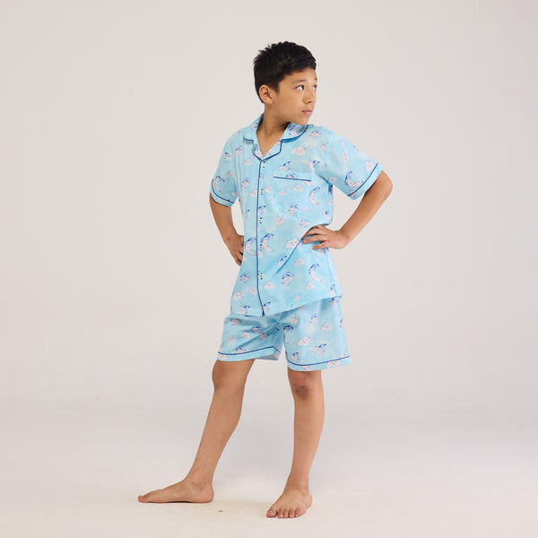Celestial Blue Organic Shorts Set For Kids