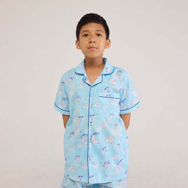 Celestial Blue Organic Shorts Set For Kids