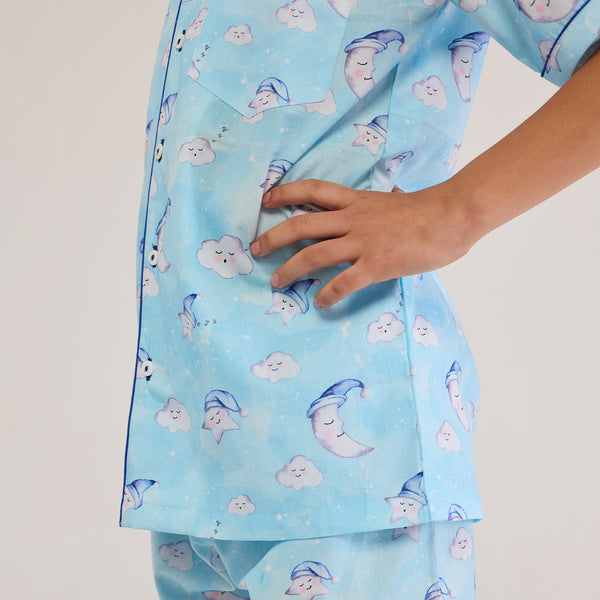 Celestial Blue Organic Shorts Set For Kids