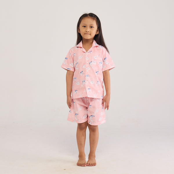 Celestial Pink Organic Shorts Set For Kids