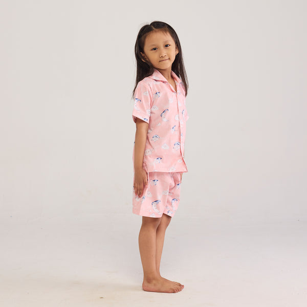 Celestial Pink Organic Shorts Set For Kids