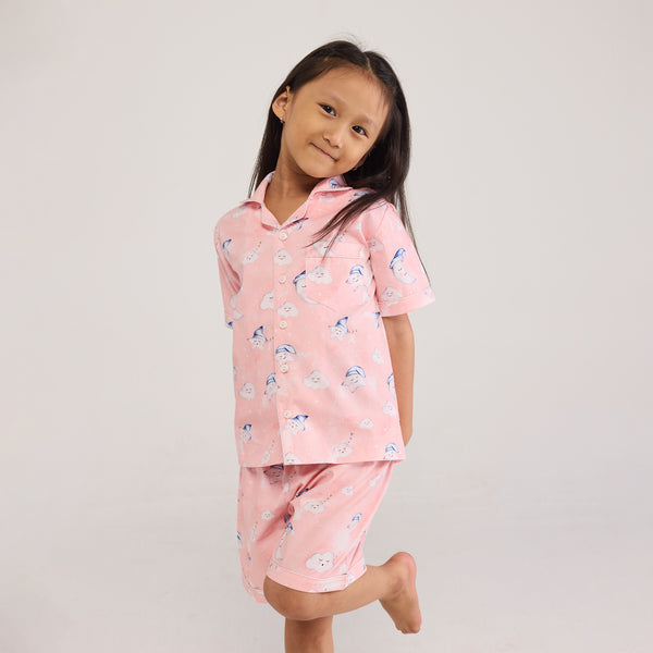 Celestial Pink Organic Shorts Set For Kids