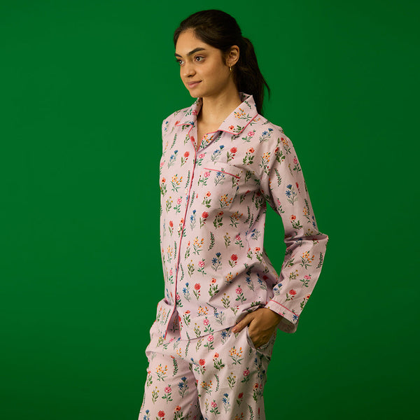 Women Florals Pima Pajama Set