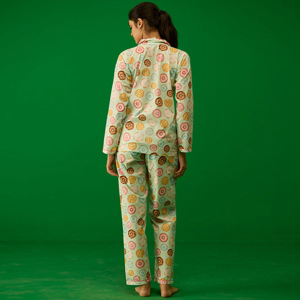 Women Doughnut Aqua Pima Pajama Set