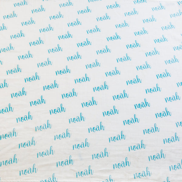 Personalized Organic Name Swaddle (Powder Blue)