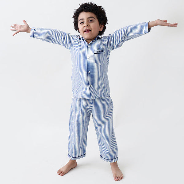 Classic Navy Stripes Pajama Set For Kids