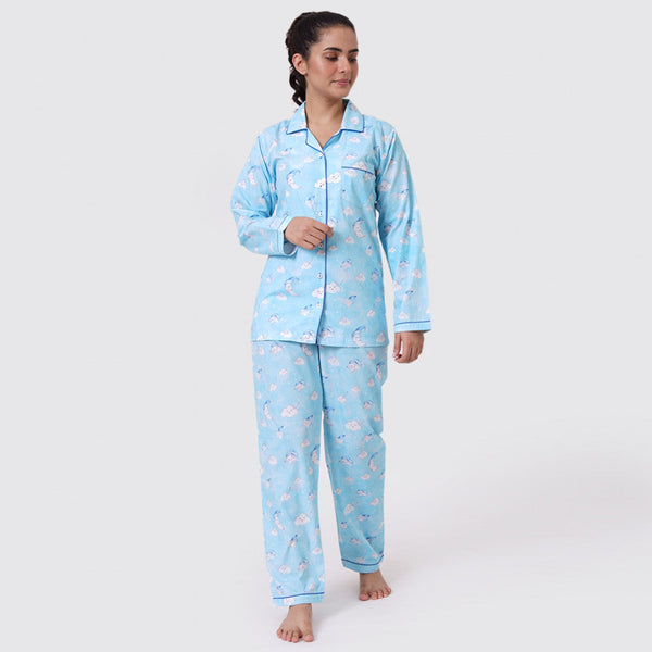 Women Organic Celestial Blue Pajama Set