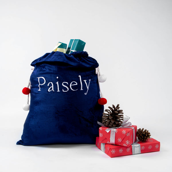 Navy Velvet Luxe Santa Sack