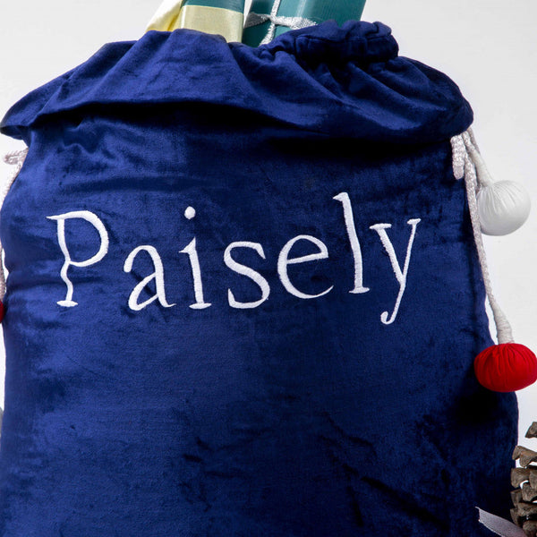 Navy Velvet Luxe Santa Sack
