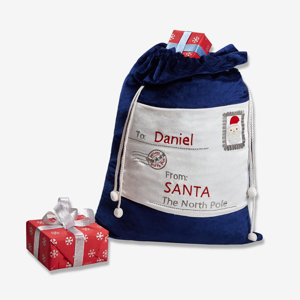 Personalized Navy Velvet Luxe Santa Sack