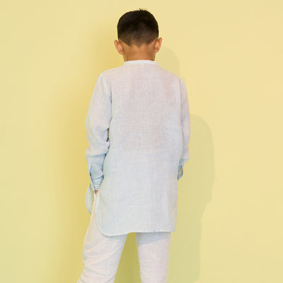 Zaki Linen Kurta - Sky