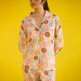 Women Doughnut Peach Pajama Set