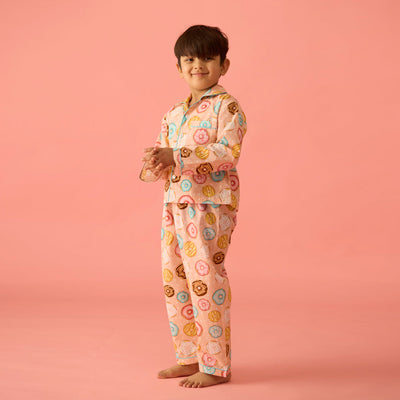 Doughnut Peach Pima Pajama Set For Kids