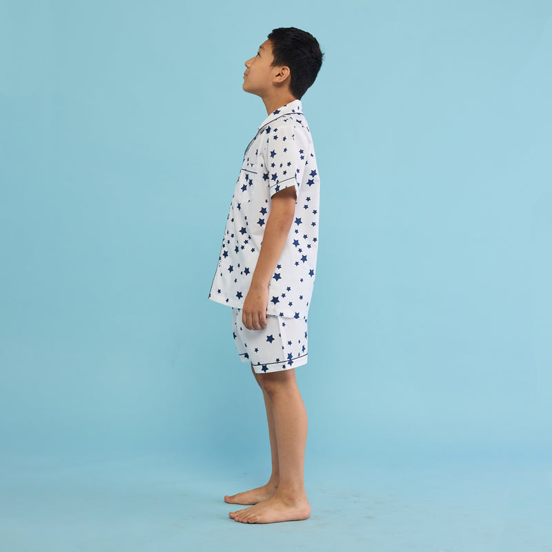Navy Stars Shorts Set For Kids