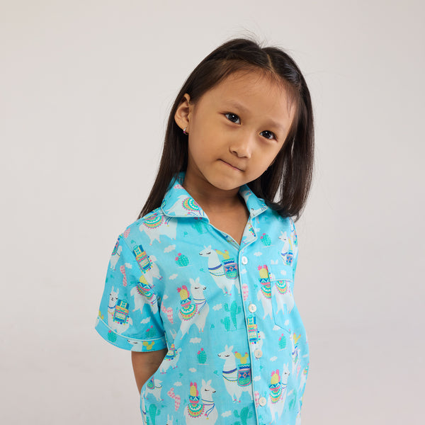 Organic Llama Love Shorts Set For Kids