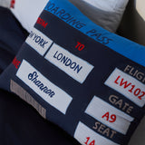 Boarding Pass Decorative Pillow (Navy)