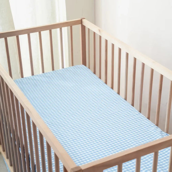 Blue Gingham Crib Sheet