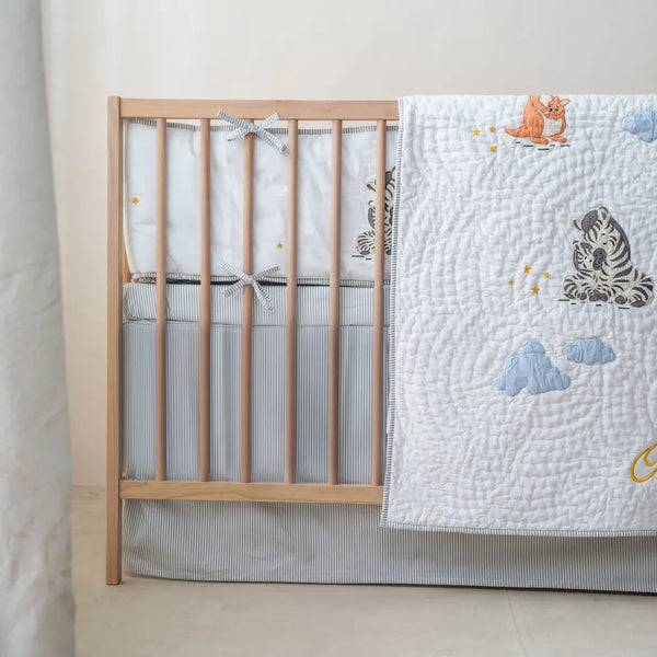 Grey & White Striped Crib Sheet