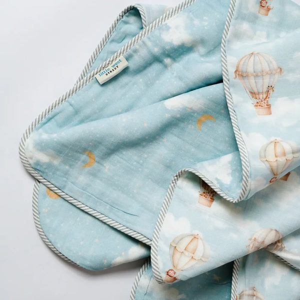 Vintage Balloons Organic Reversible Blanket
