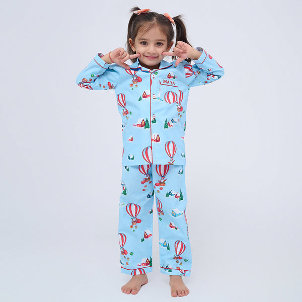 Santa’s Balloon Ride Pajama Set For Kids