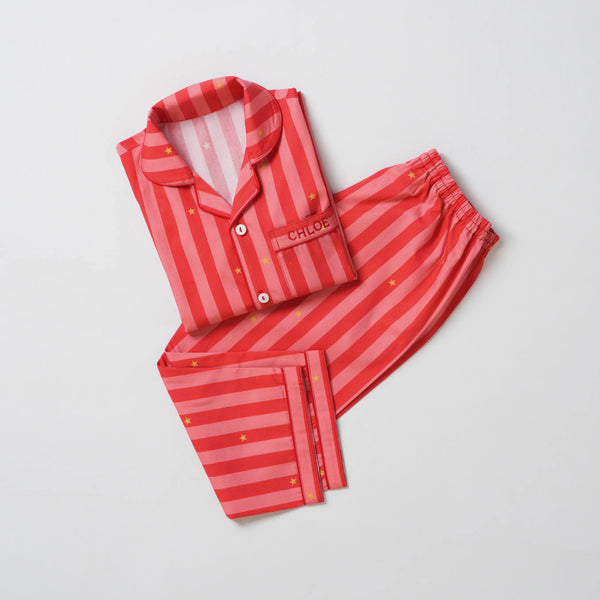Merry Stripes Pajama Set For Kids