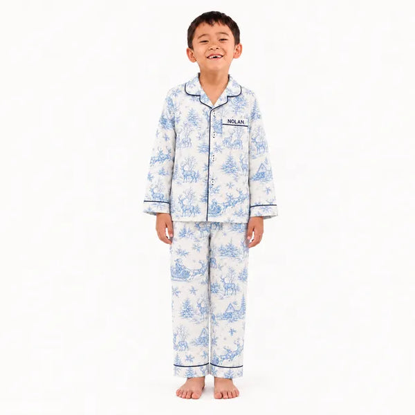 Christmas Night Toile Pajama Set For Kids