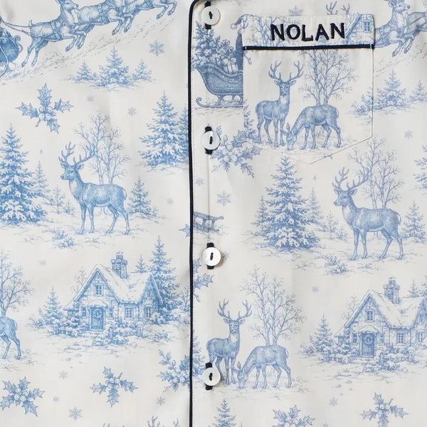 Christmas Night Toile Pajama Set For Kids