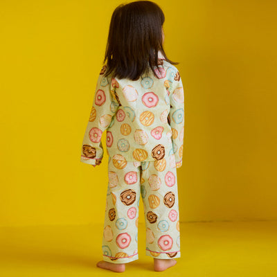 Doughnut Aqua Pima Pajama Set For Kids