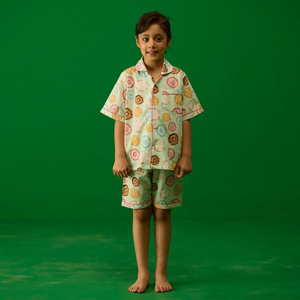 Doughnut Aqua Shorts Set For Kids