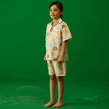 Doughnut Aqua Pima Shorts Set For Kids