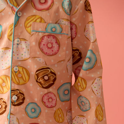 Doughnut Peach Pima Pajama Set For Kids