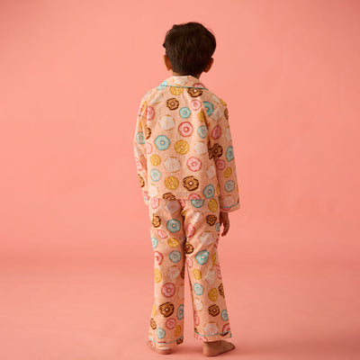 Doughnut Peach Pima Pajama Set For Kids