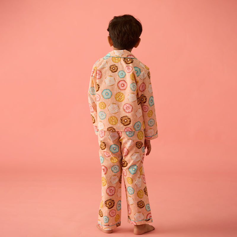 Doughnut Peach Pajama Set For Kids