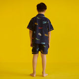 Vintage Planes Navy Shorts Set For Kids