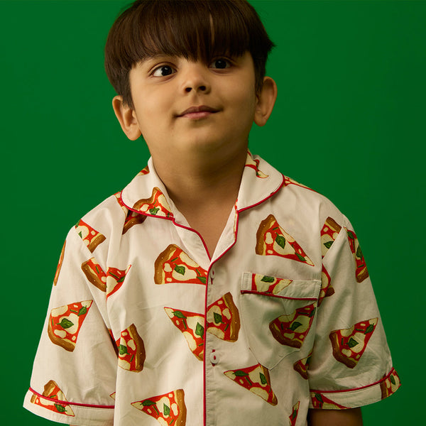 Pizza Party Shorts Set For Kids