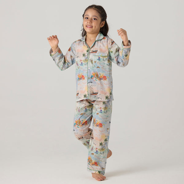 Ocean Pima Pajama Set For Kids