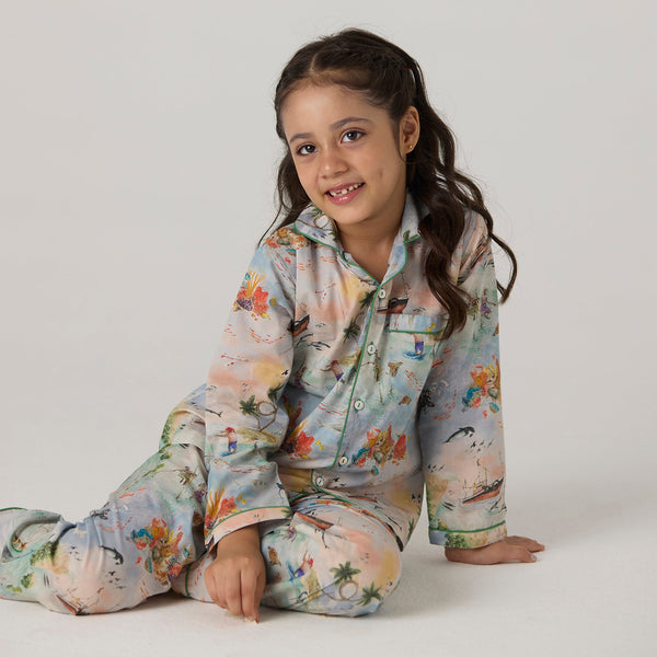 Ocean Pima Pajama Set For Kids