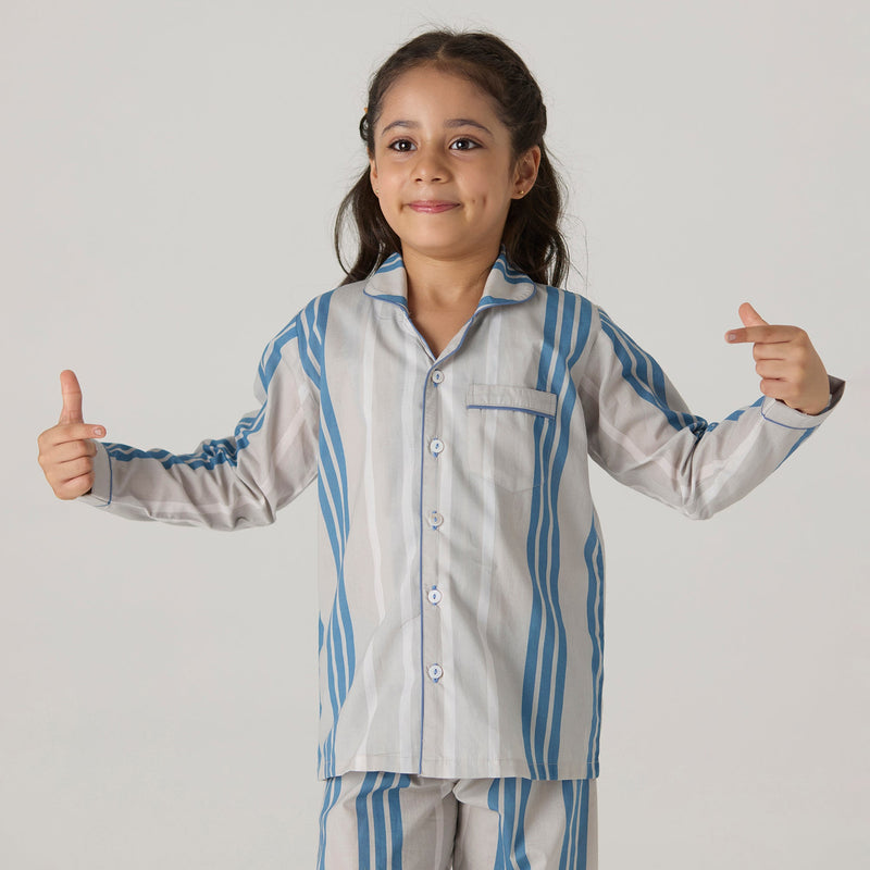 Coastal Striped Pajama Set For Kids