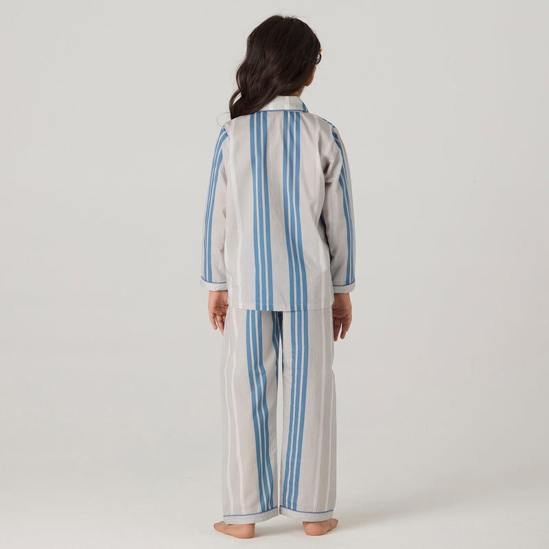 Coastal Striped Pima Pajama Set For Kids