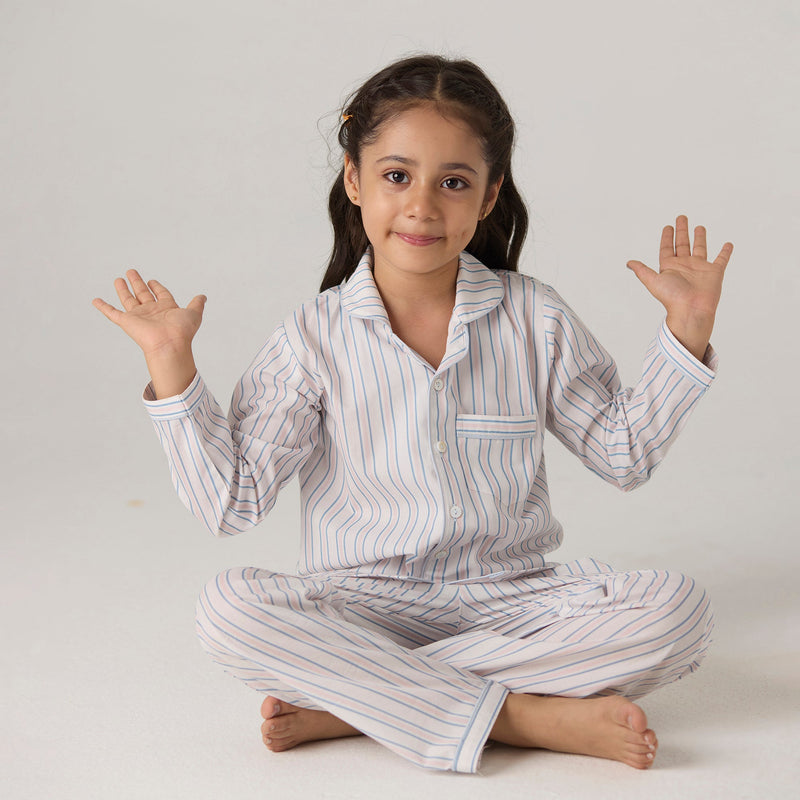 Serene Striped Pima Pajama Set For Kids