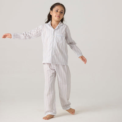 Serene Striped Pima Pajama Set For Kids