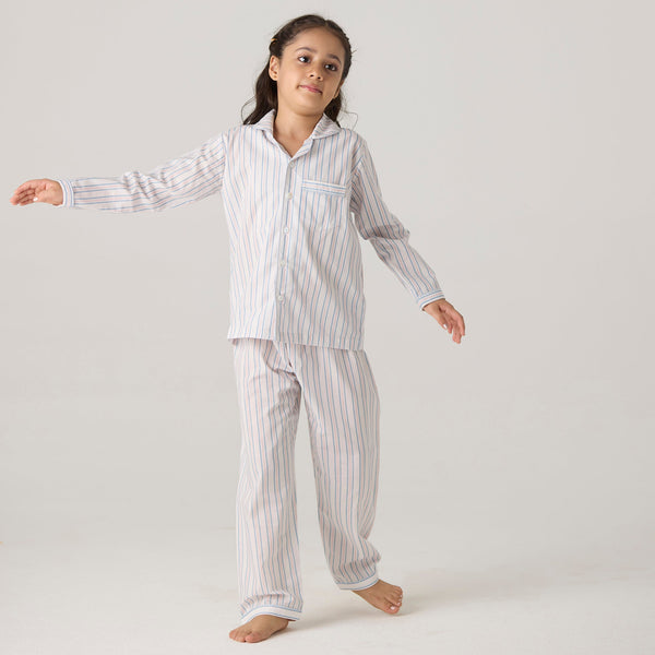 Serene Striped Pima Pajama Set For Kids