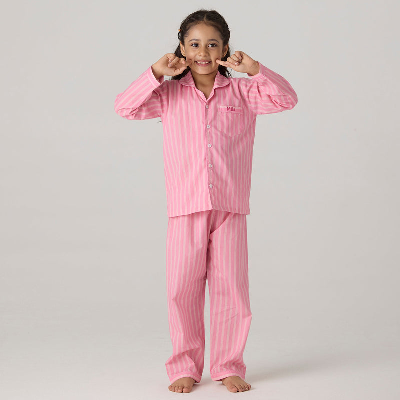 Candy Striped Pima Pajama Set For Kids