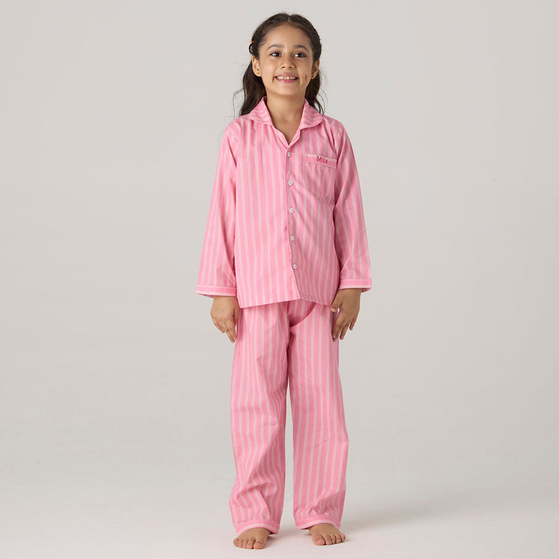 Candy Striped Pajama Set For Kids