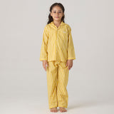 Lemon Striped Pajama Set For Kids