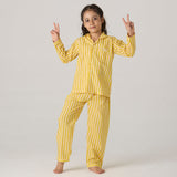 Lemon Striped Pajama Set For Kids