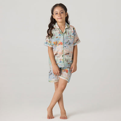 Ocean Pima Shorts Set For Kids