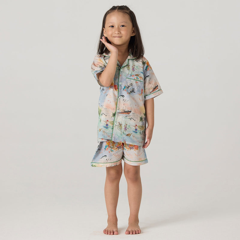 Ocean Pima Shorts Set For Kids