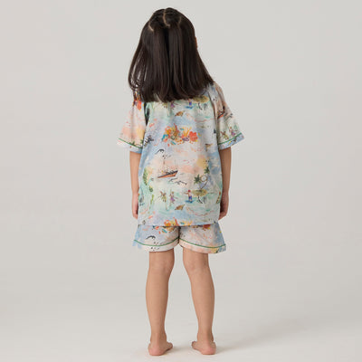 Ocean Pima Shorts Set For Kids